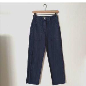 Wilfred Free Navy Blue High Rise Straight Leg Utility Pants Women's Size 6
